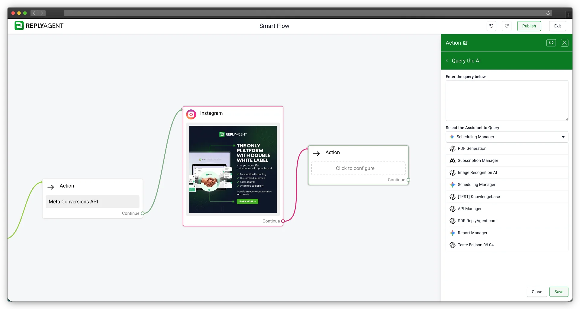 Bloque de IA configurado adentro de un Smart Flow