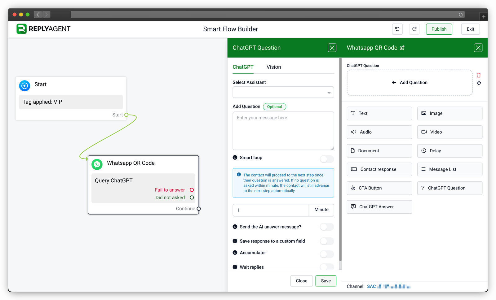 Canvas visual de Smart Flows con bloques y conexiones