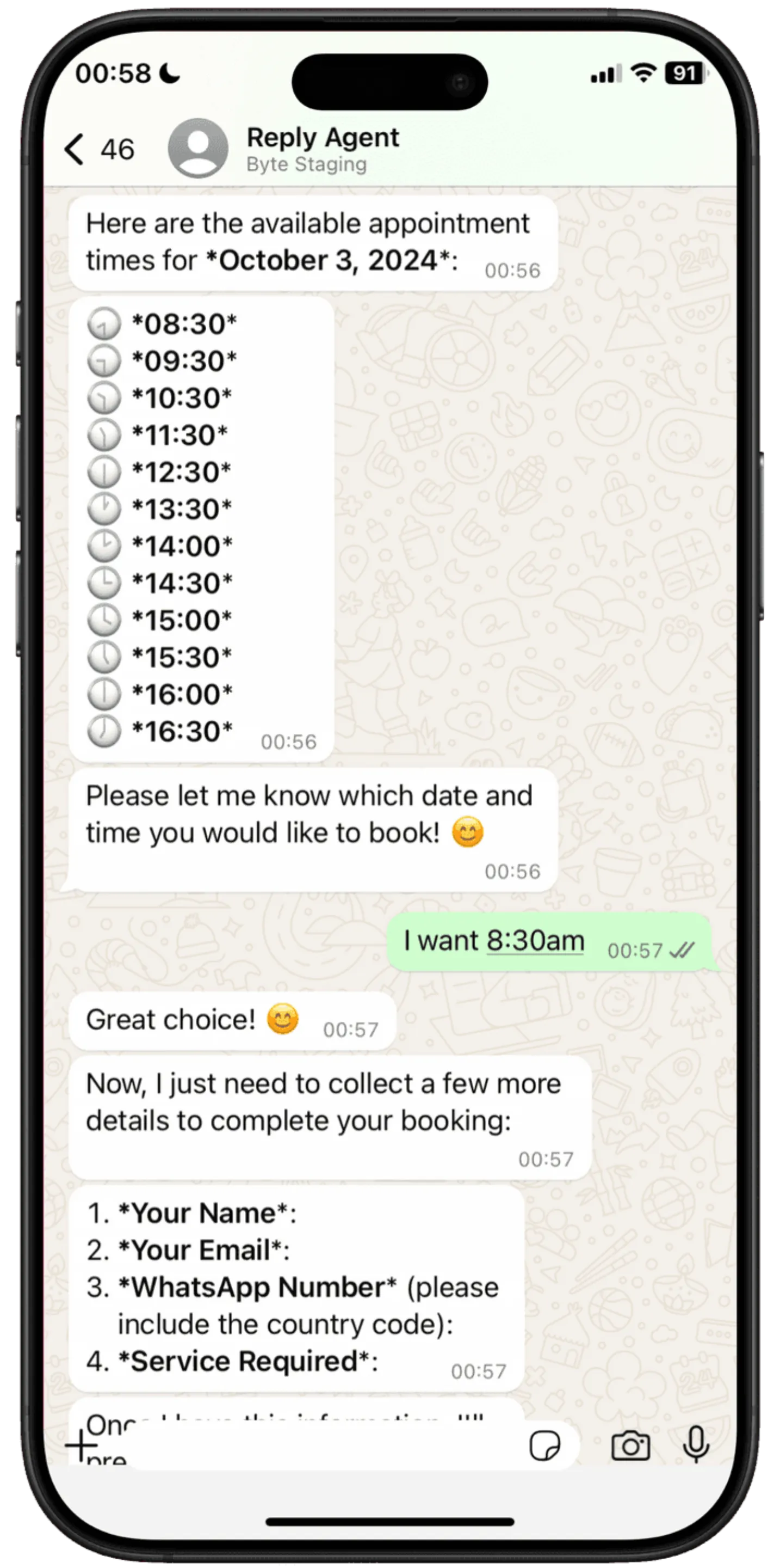 AI booking appointments via function calling