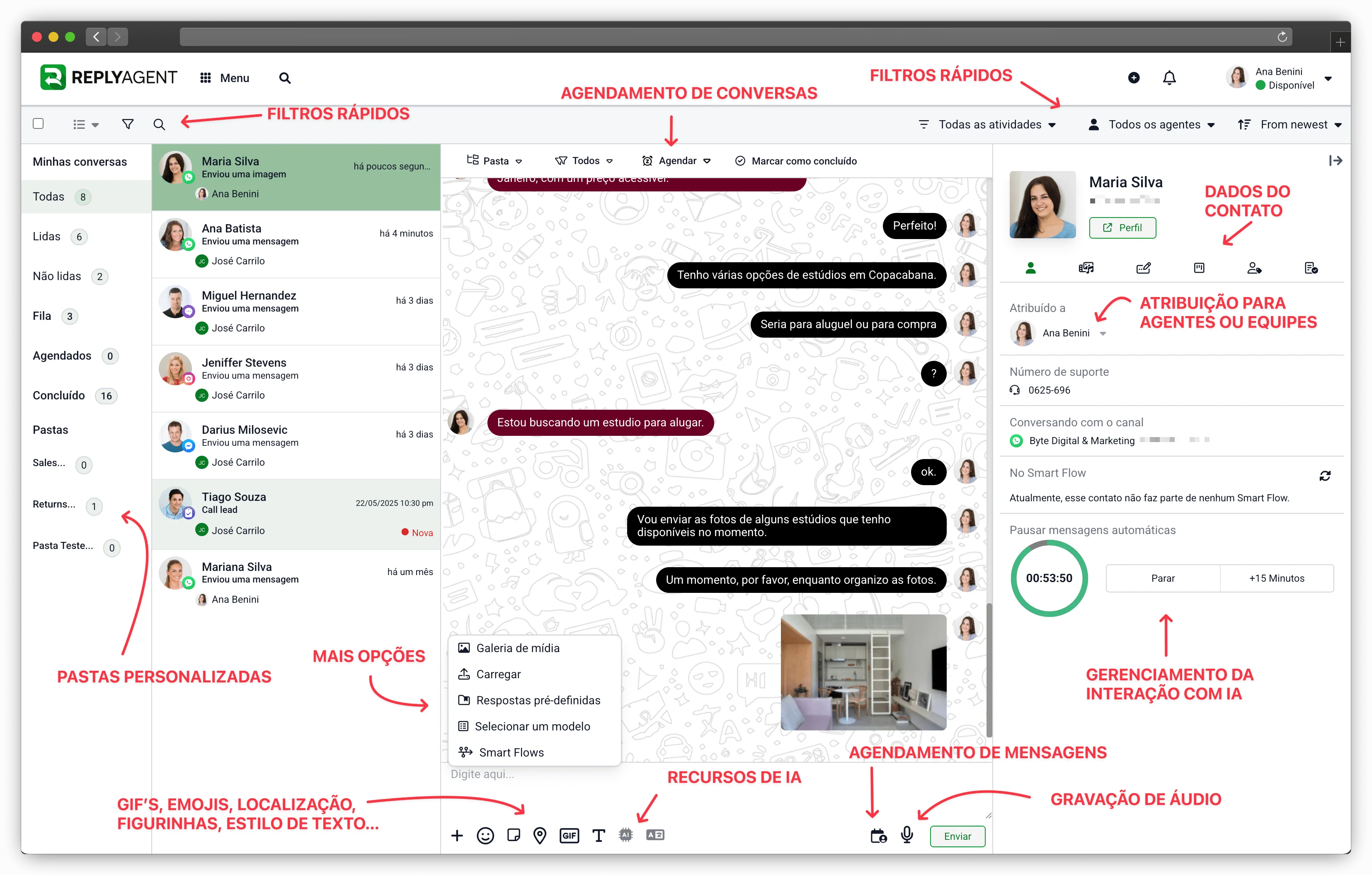 Conversación de Telegram dentro de la app de live chat con contexto completo del CRM