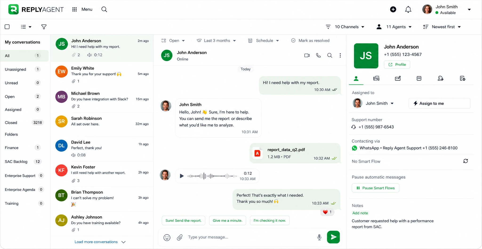 ReplyAgent unified inbox preview