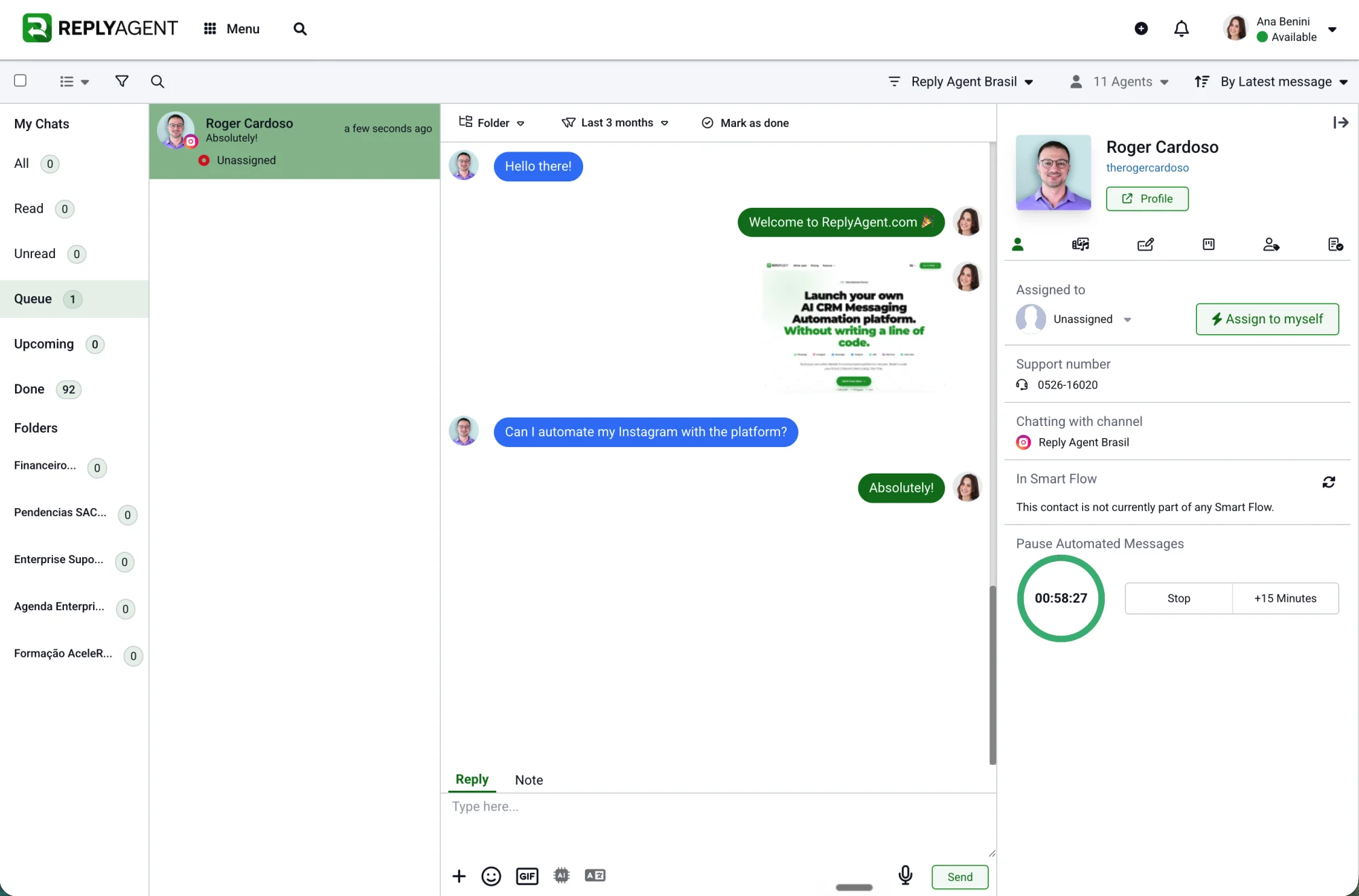 ReplyAgent unified live chat inbox